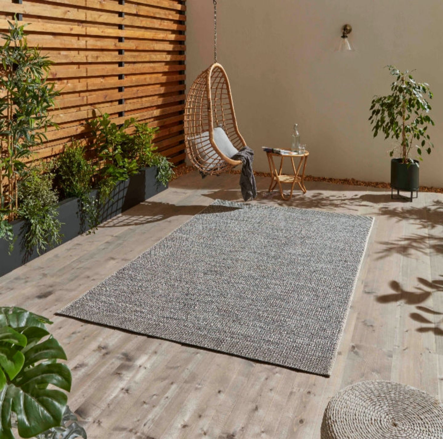 Stitch Outdoor Rug - Grey/Black 120cmX 170cm