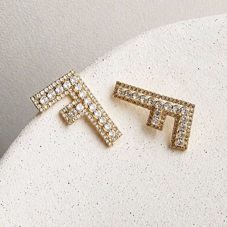 F Crystal Statement Earrings