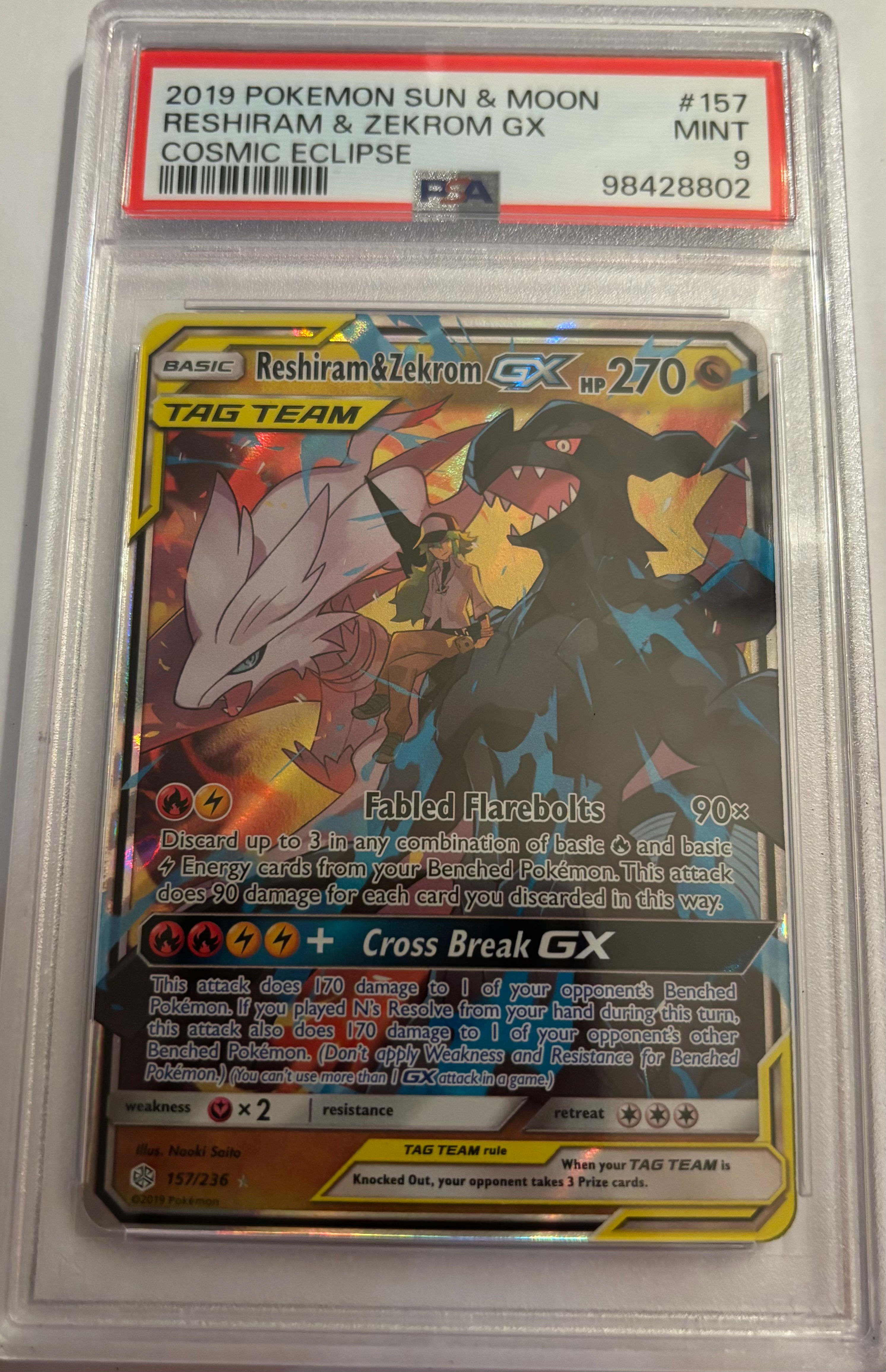 2019 Reshiram & Zekrom GX #157 (PSA 9)