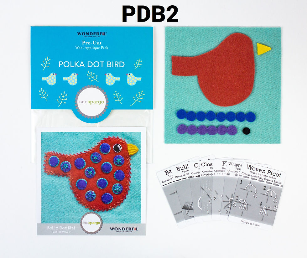 Thumbnail: Polka Dot Bird - Sue Spargo Merino Wool Pre-cuts