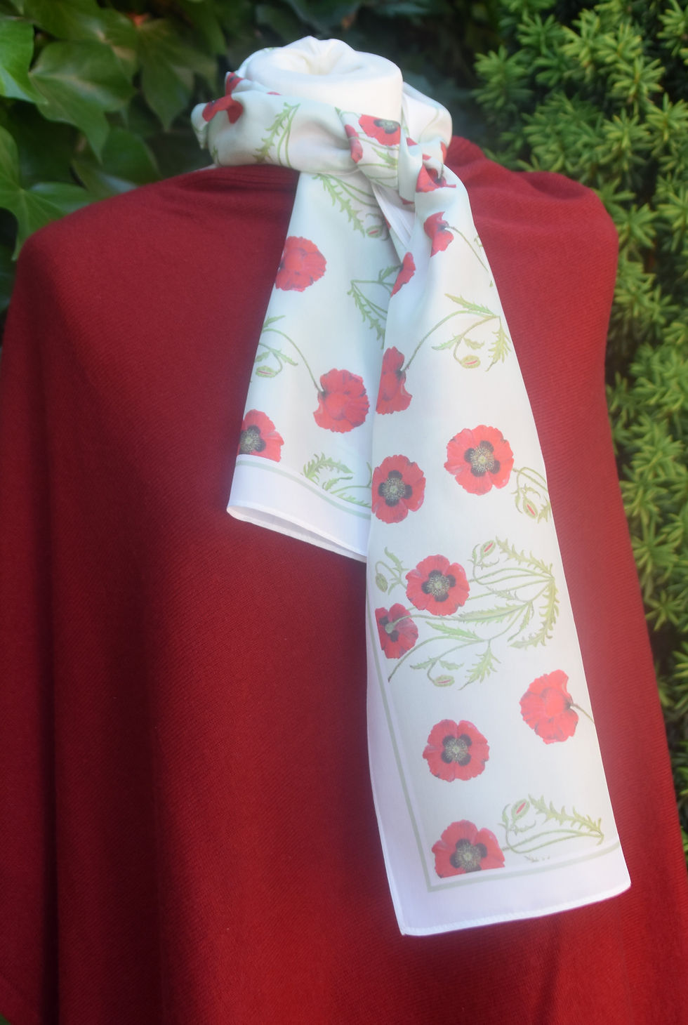 Thumbnail: Field Poppy Scarf with white edging