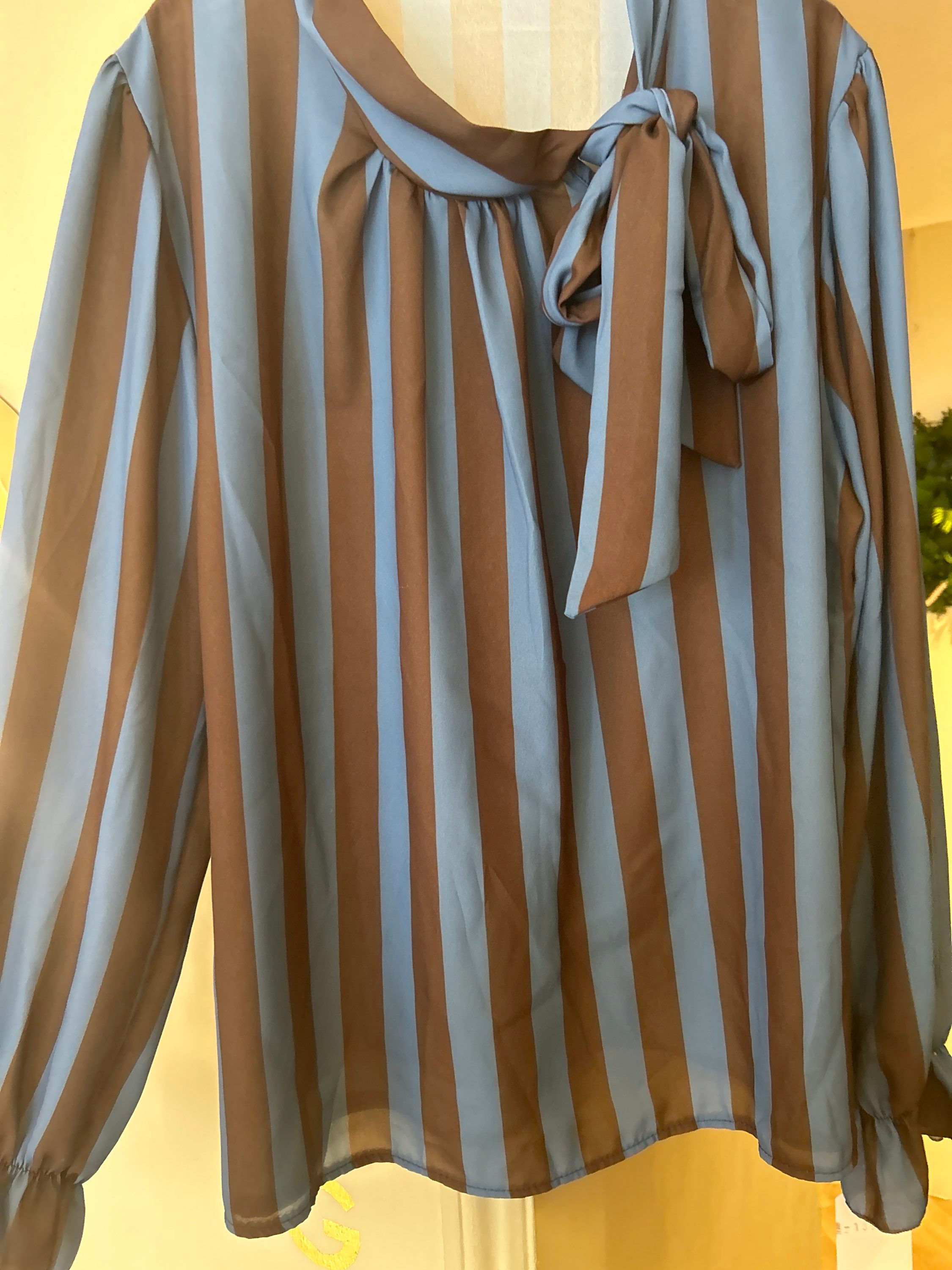 Stripe Pussybow - Blue
