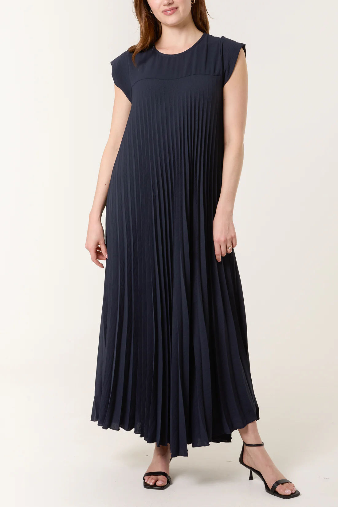 Pleated Maxi Dress - Navy