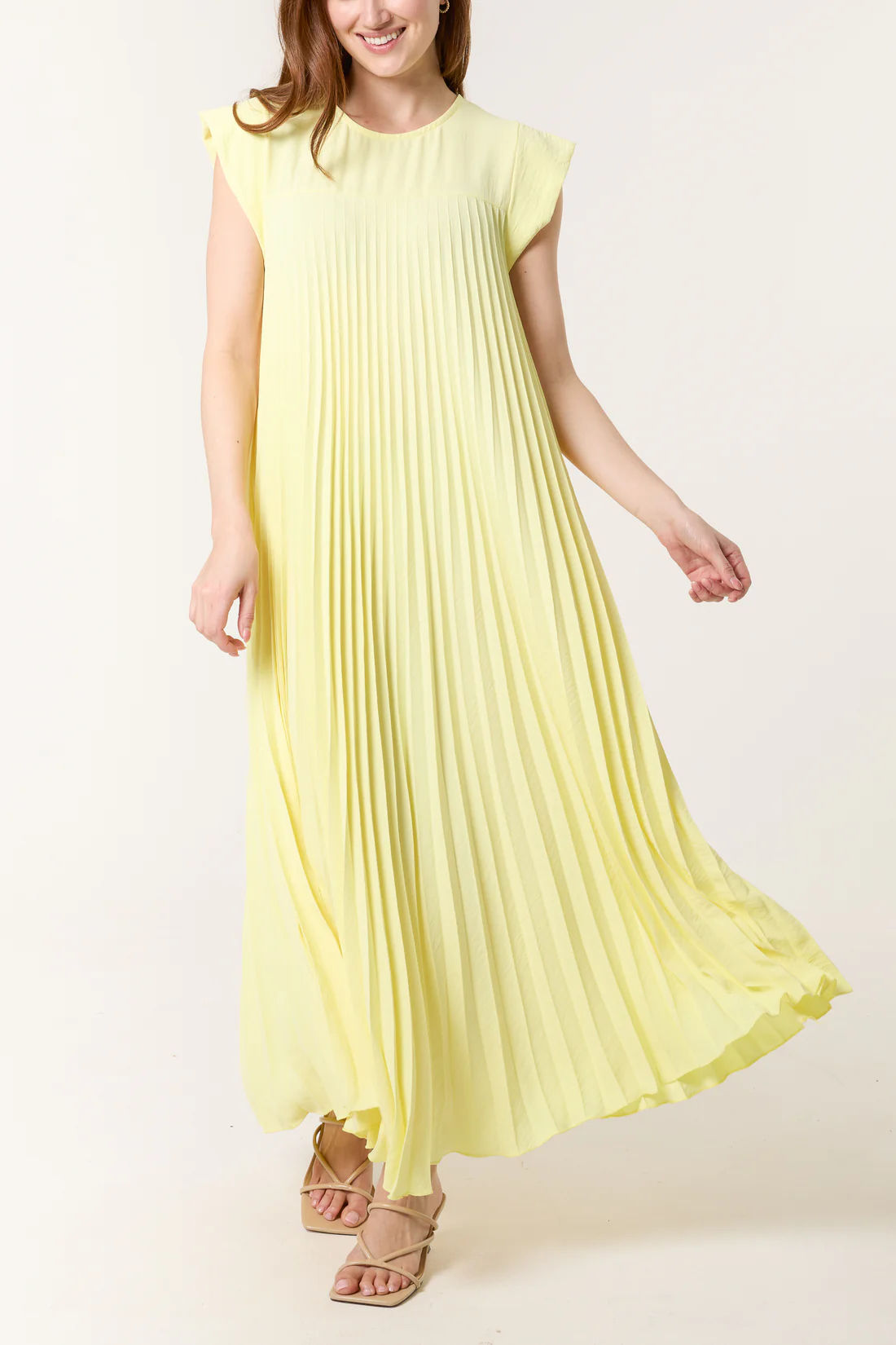 Pleated Maxi Dress - Lemon