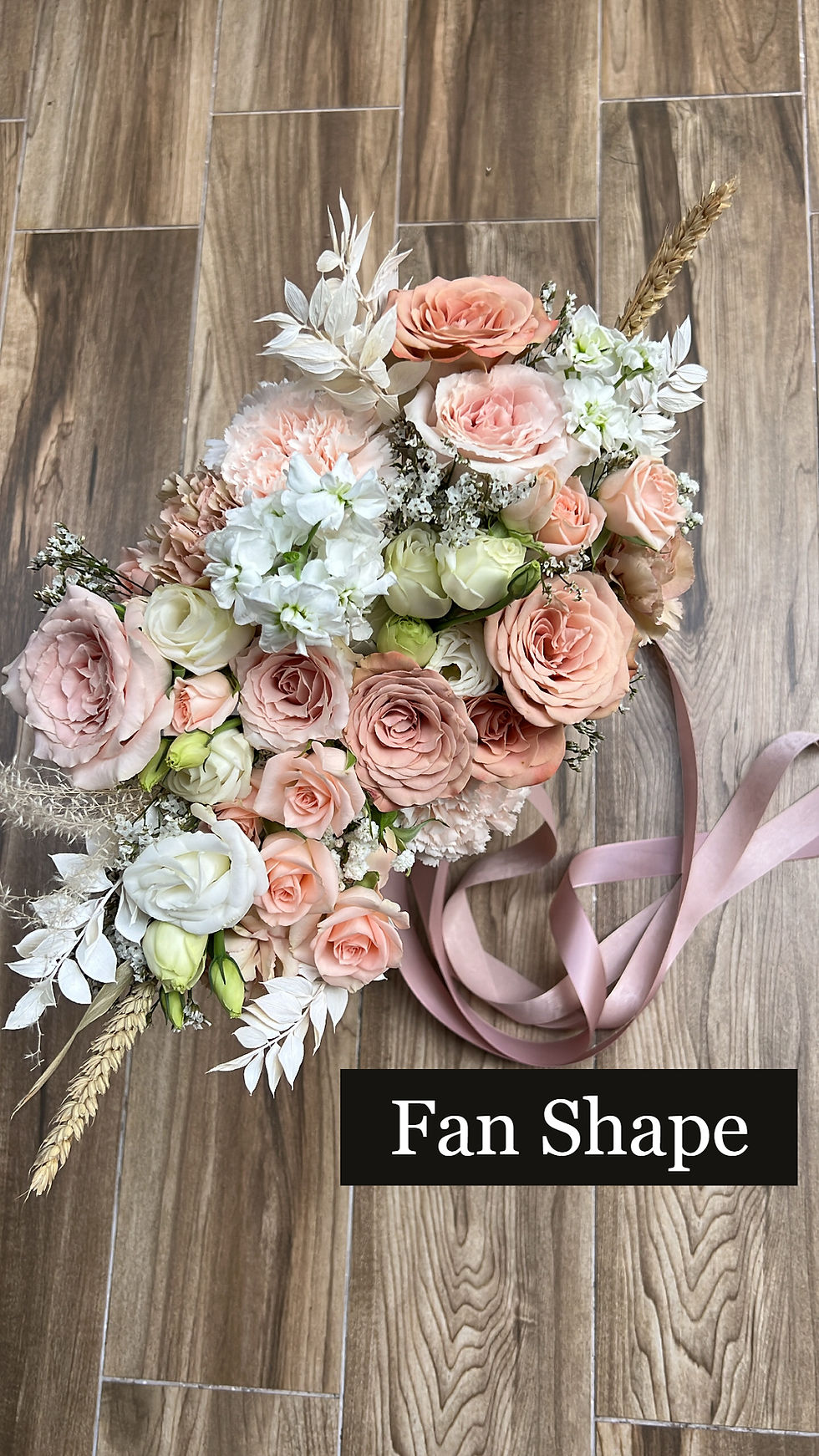 Fan shape bridal bouquet pastel