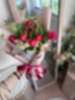 red tulips fresh flowers chamomile