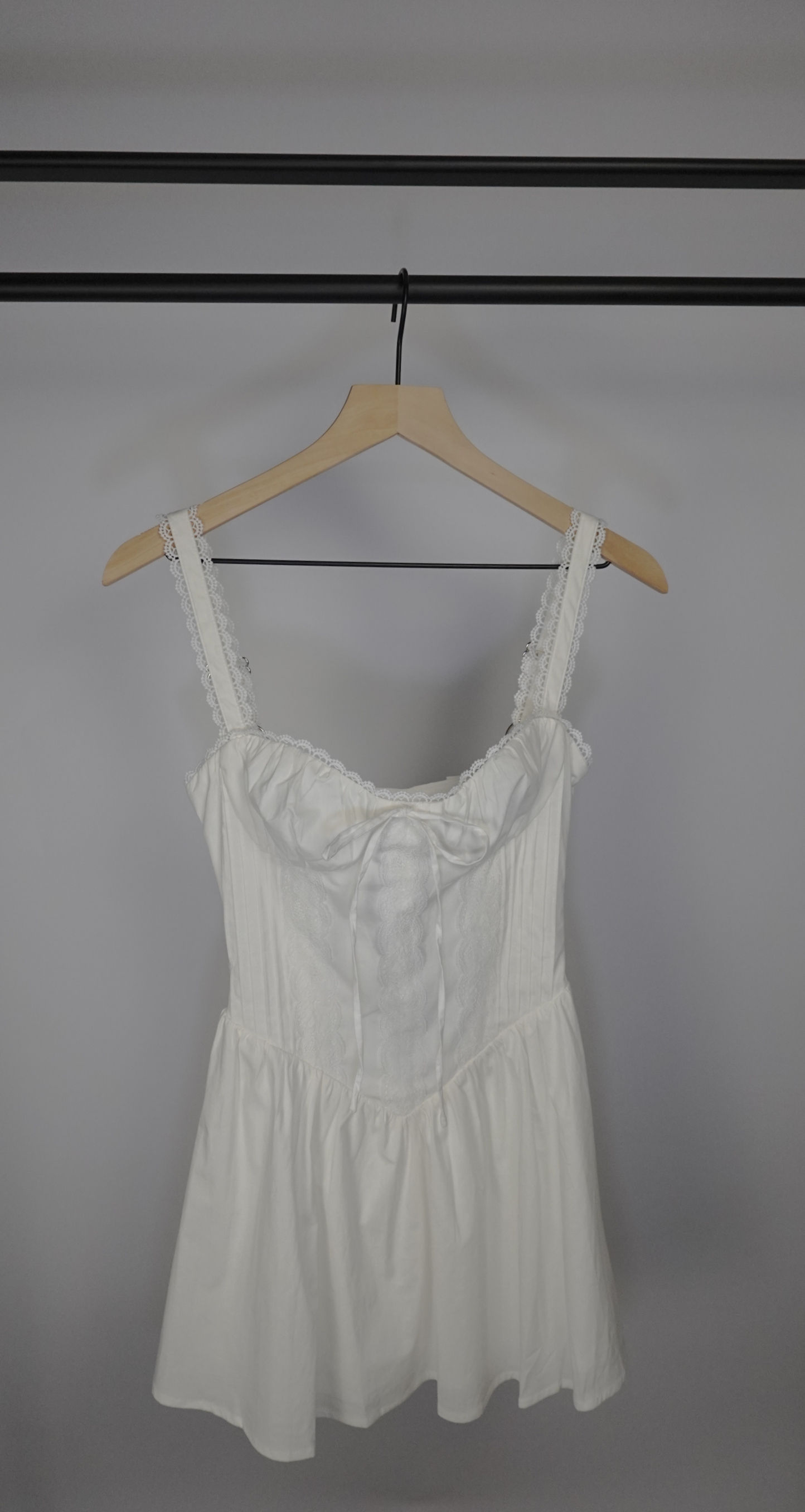Body Cinching Stretch Poplin A Line Dainty Mini Dress