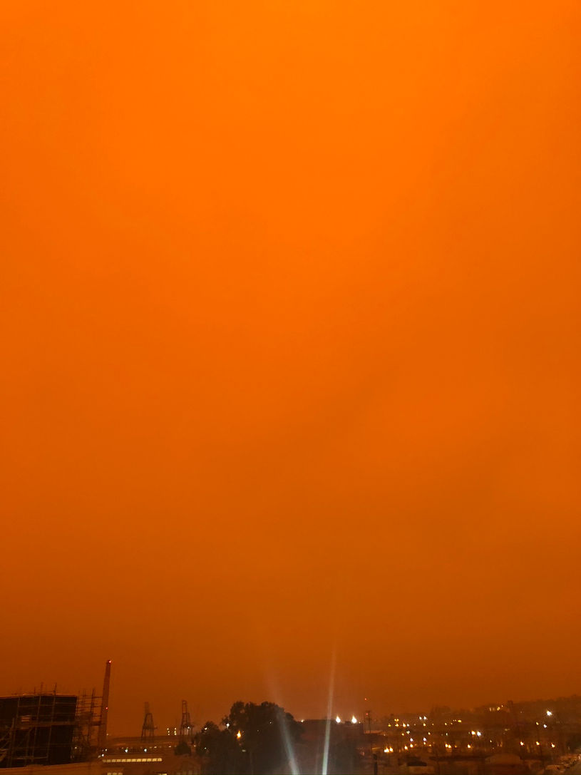 Orange sky over San Francisco Bay