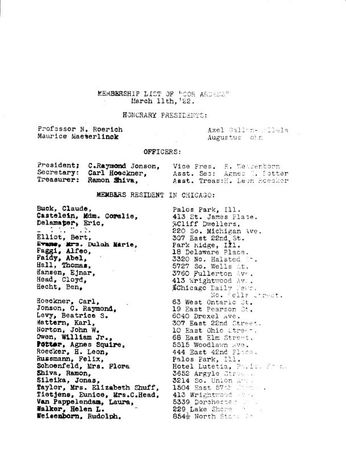 Cor Ardens members 1922