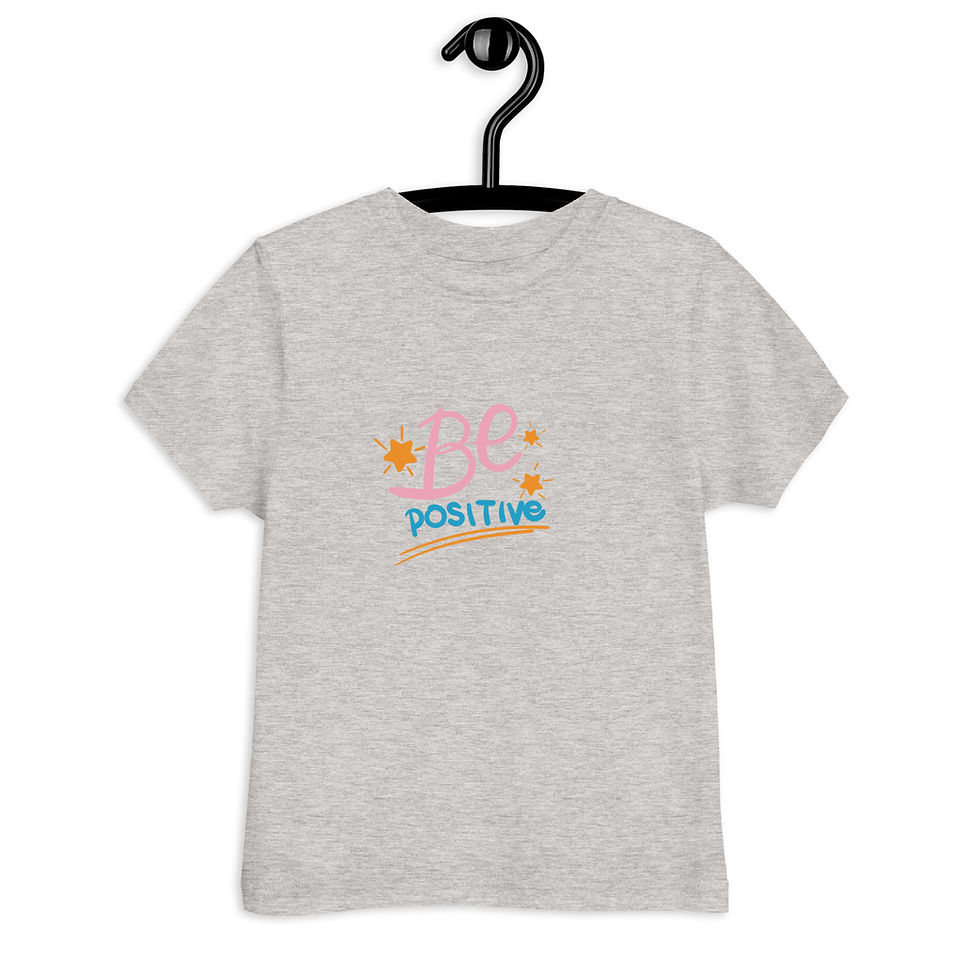 Miniature : T-shirt coton jeune enfant  "Be positive" unisex