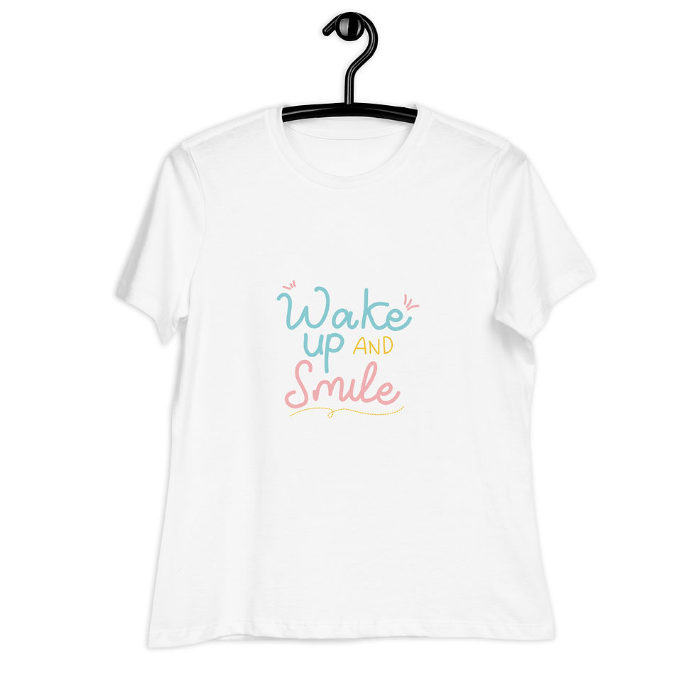 Thumbnail: Women's soft cotton T-shirt "wake up and smile"