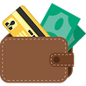 billetera con tarjeta y billetes