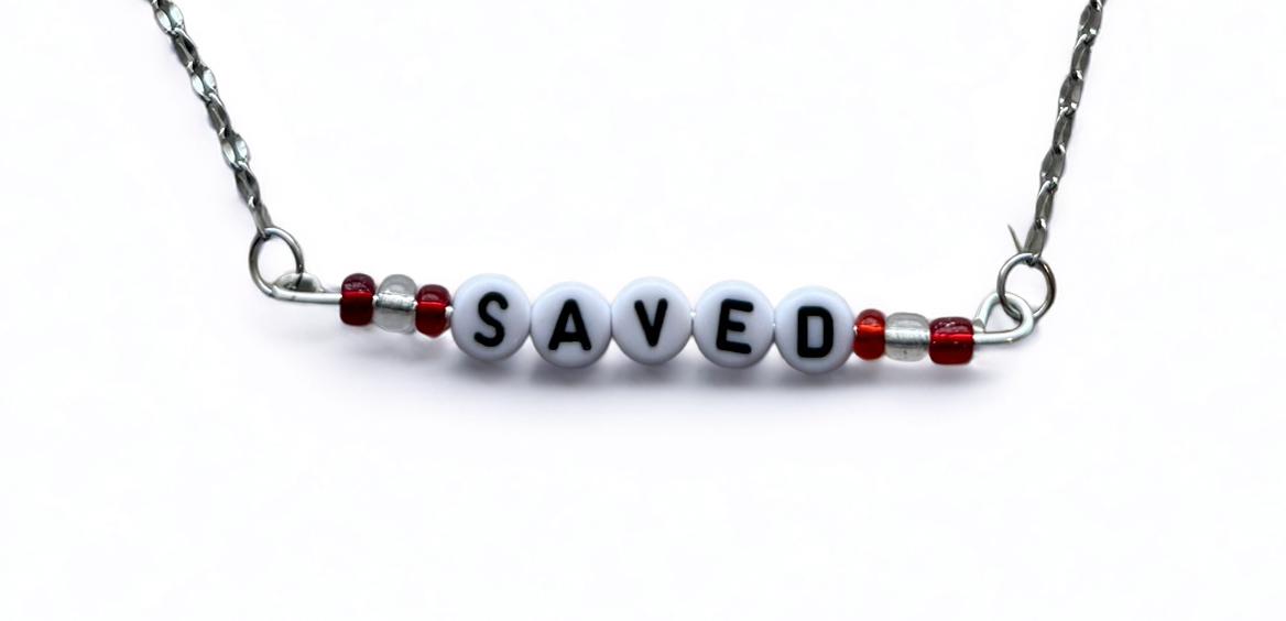 I Am Saved Identity in Christ Word Necklace Inspirational Gift for Women