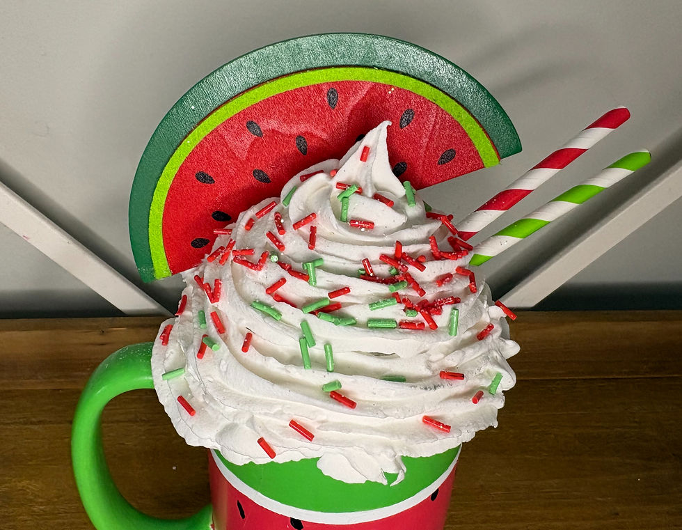 Thumbnail: Watermelon Mug Faux Whipped Topping Shelf Sitter Décor