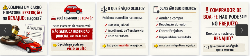 Comprei um carro e descobri restrição judicial no Renajud: e agora? Comprei um carro com RENAJUD ?