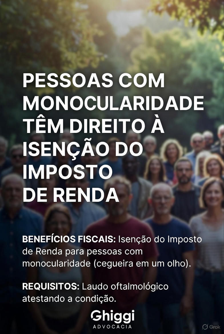 👁️ Cegueira monocular dá direito à isenção do Imposto de Renda?