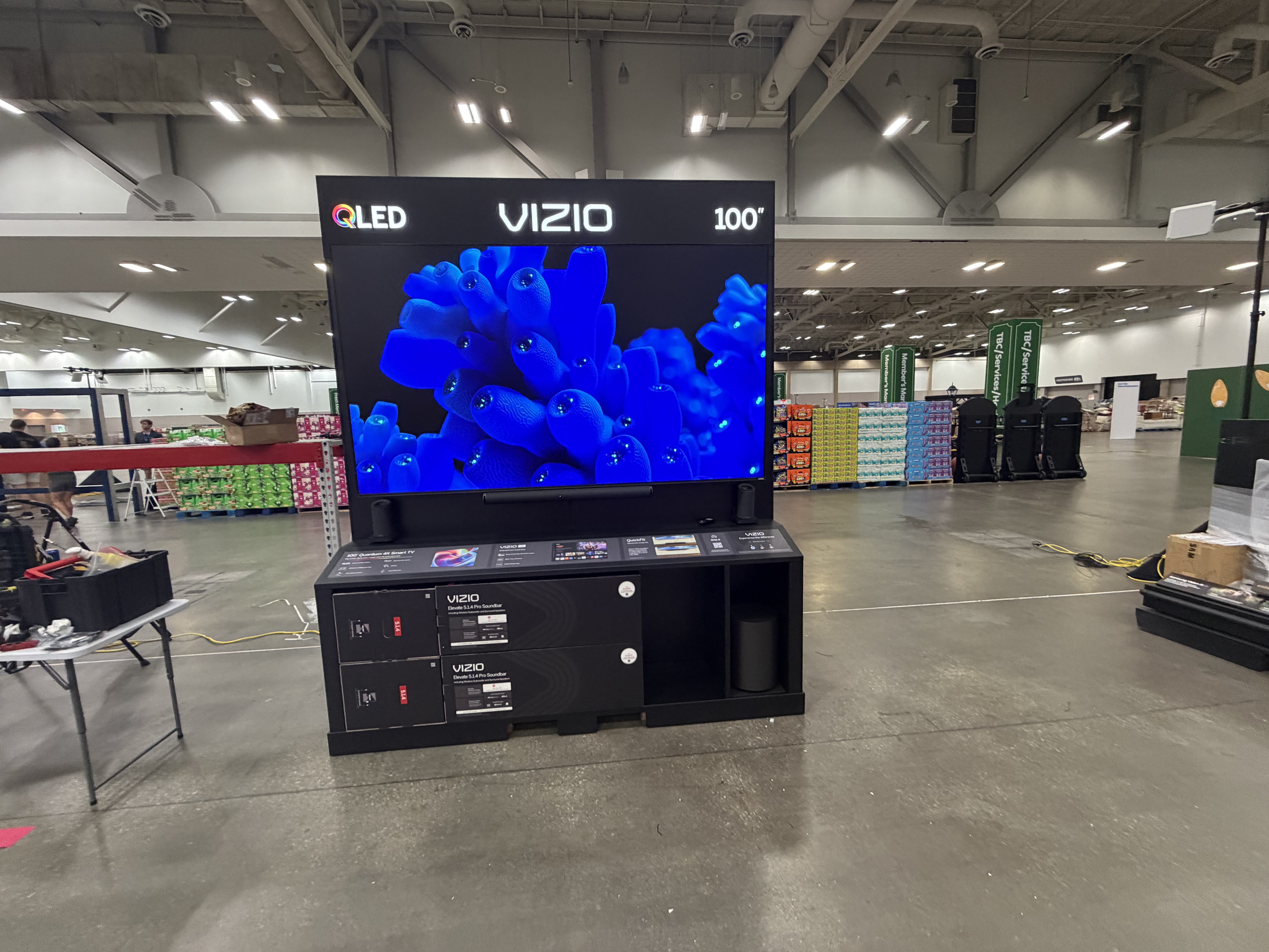 Installed television and soundbar display