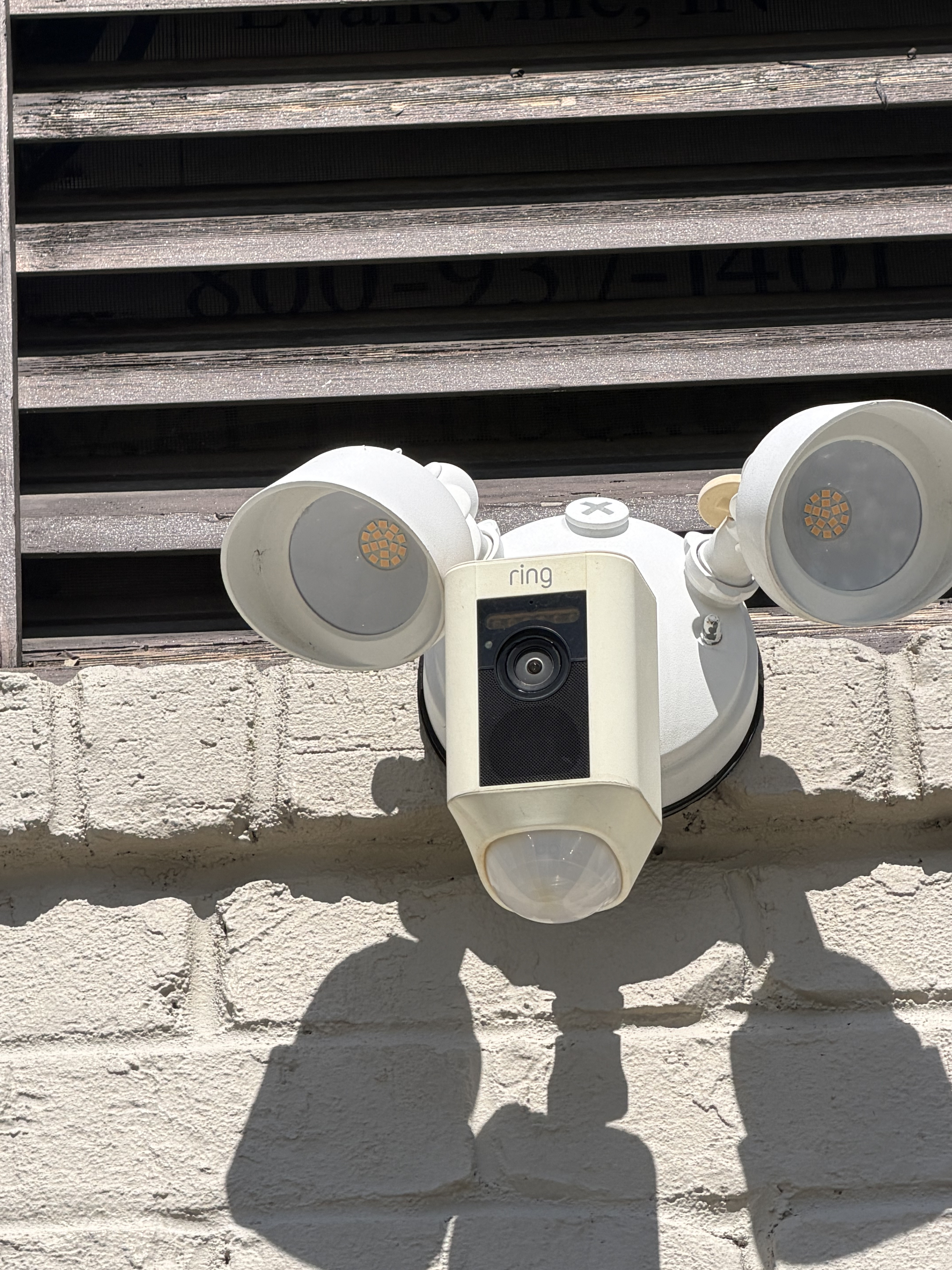 Installed Ring floodlight security camera