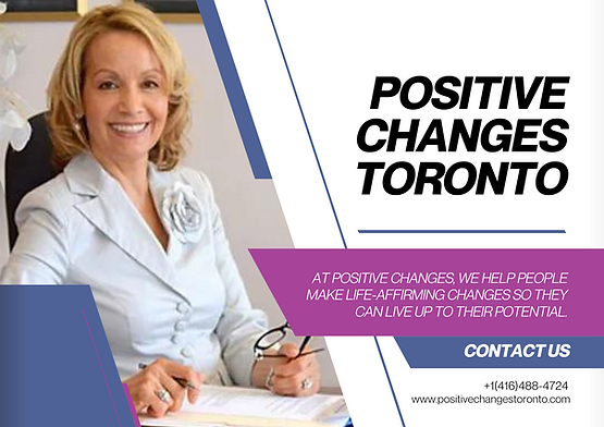 Positive Changes Toronto flyer with woman on left side.