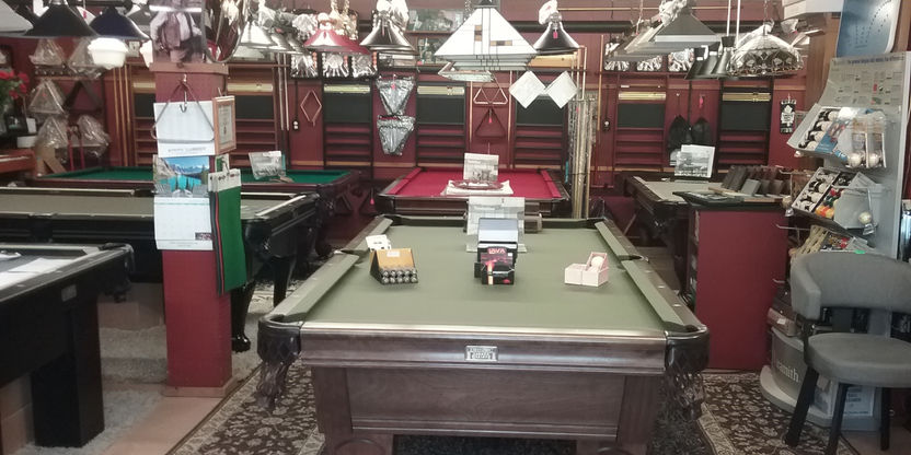 showroom of pool tables