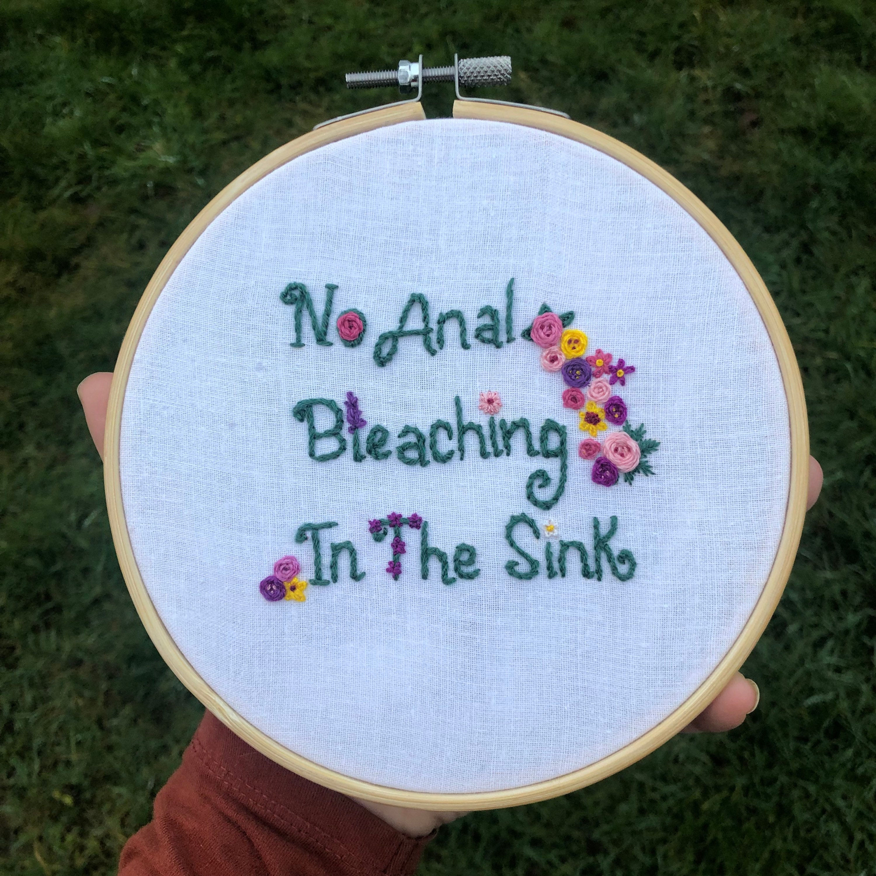 No Anal Bleaching Embroidery Pattern & Instructions