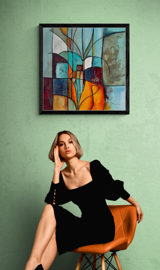 peinture abstraite symbolique Muriel Cambier en décoration intérieure