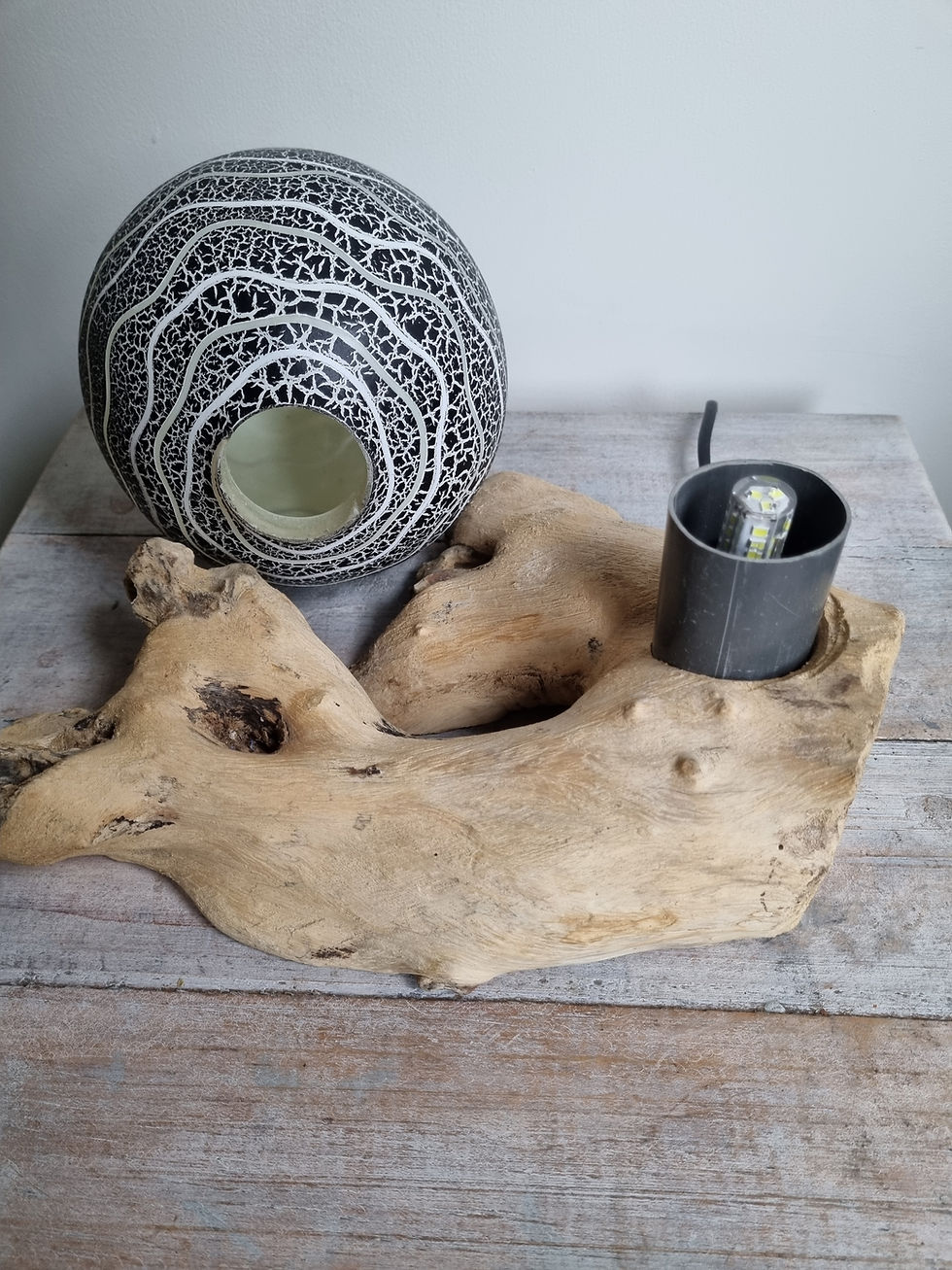 Thumbnail: Driftwood glow lamp showing assembly