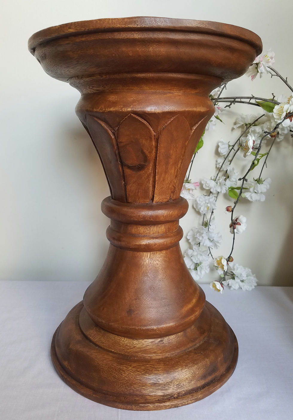 Thumbnail: Ornate hand carved pedestal side table