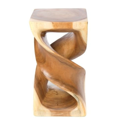 Thumbnail: Double twist table hand carved in a natural finish