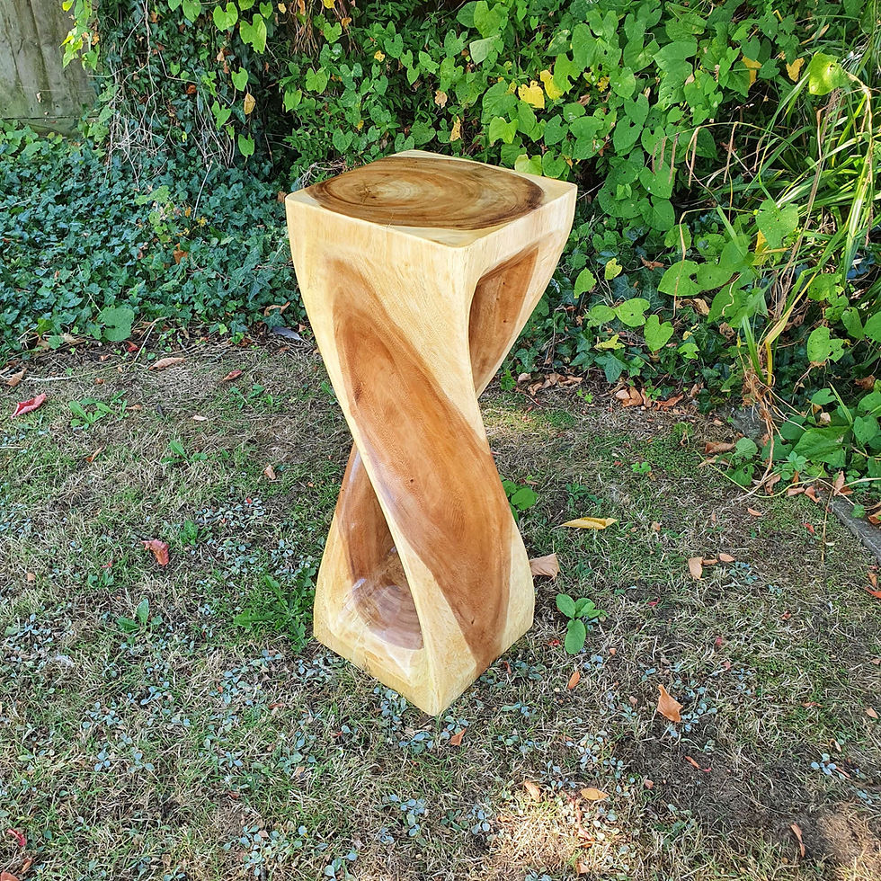 Thumbnail: Large 30" tall hand carved twist table in natural finish