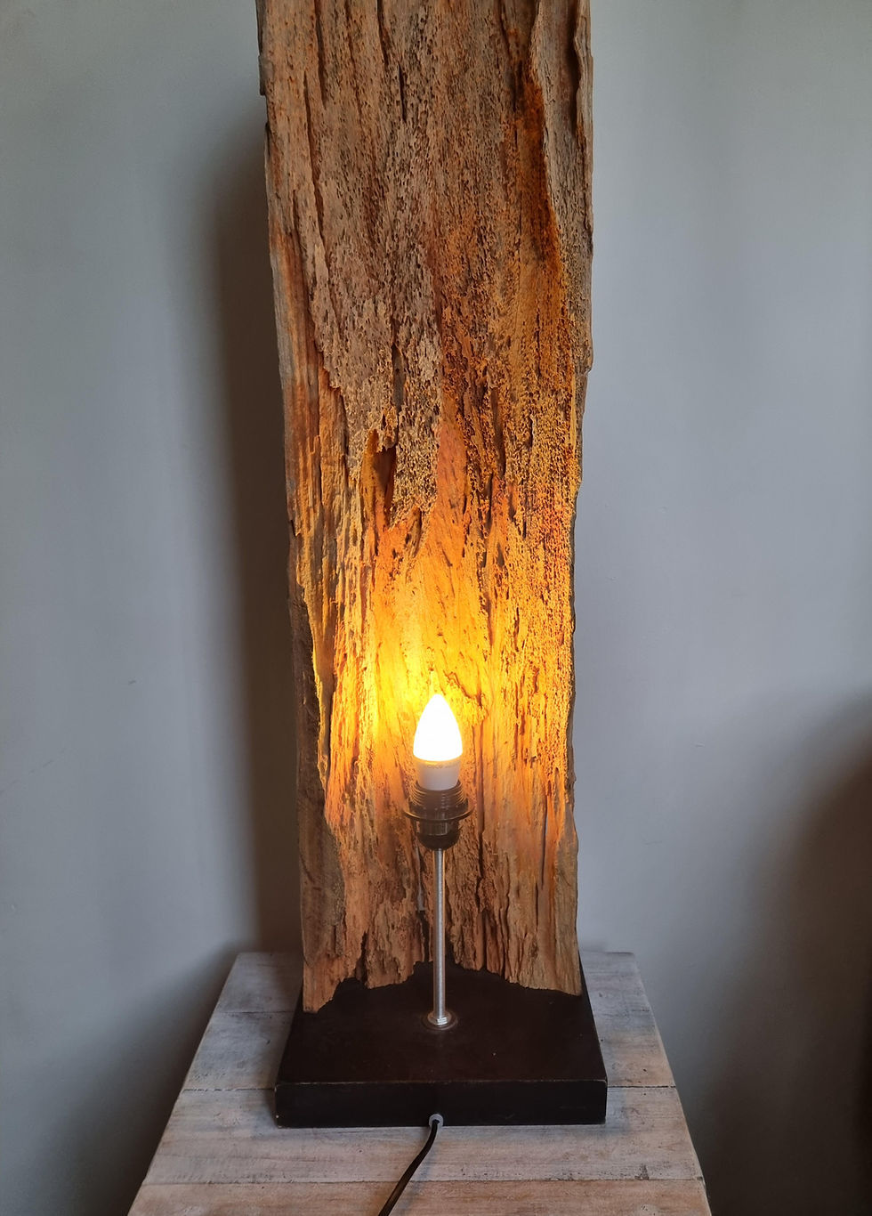 Thumbnail: driftwood floor lamp, 92cm tall, reclaimed wood, shown from different angles
