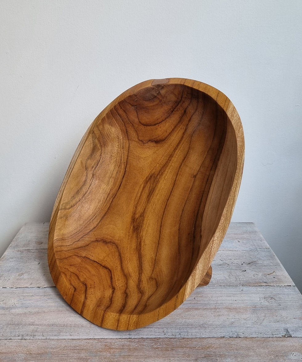reclaimed teak root oval bowl on legs, handcrafted, solid wood