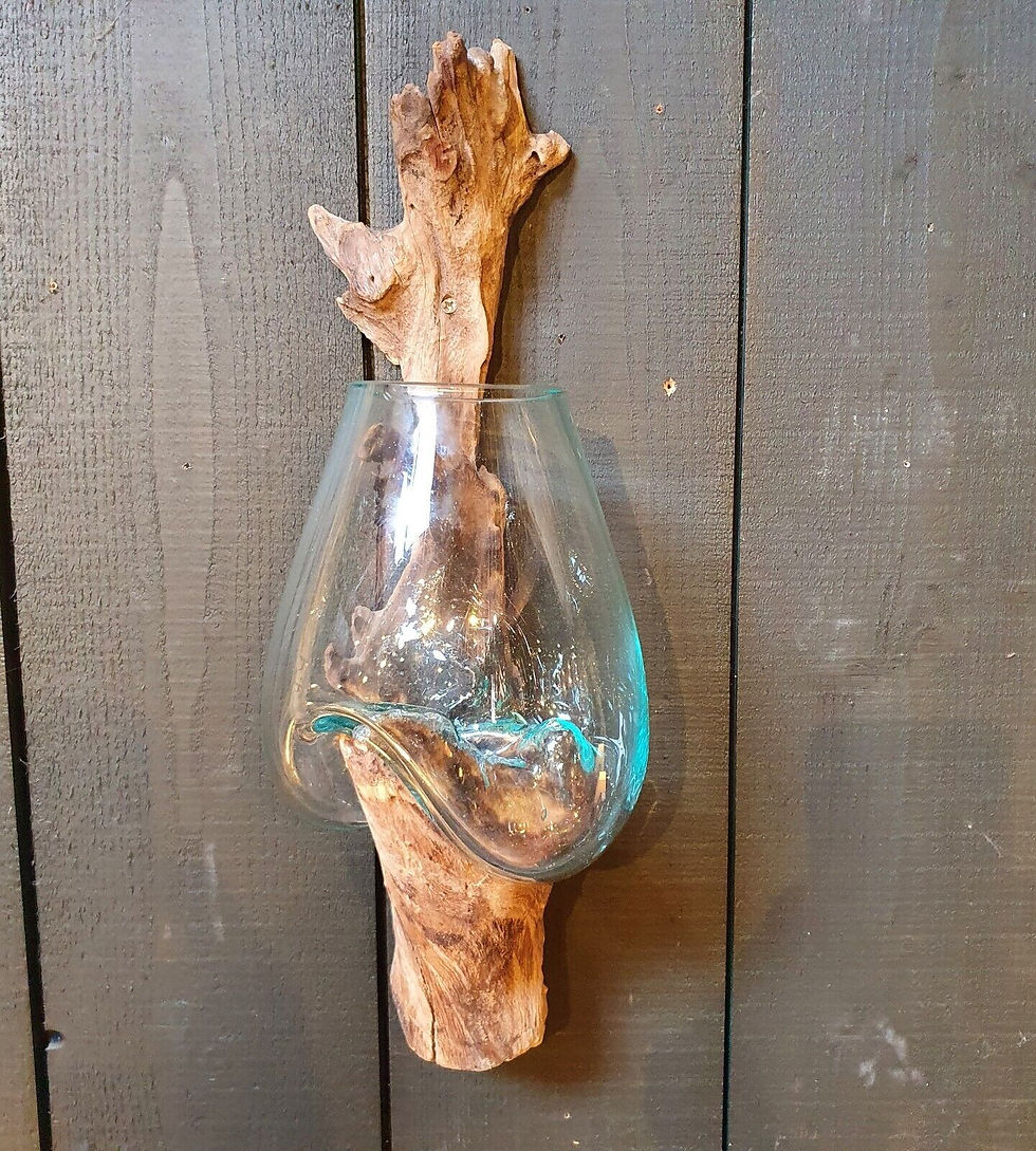 Thumbnail: Melted Glass On Wood Wall Sculpture