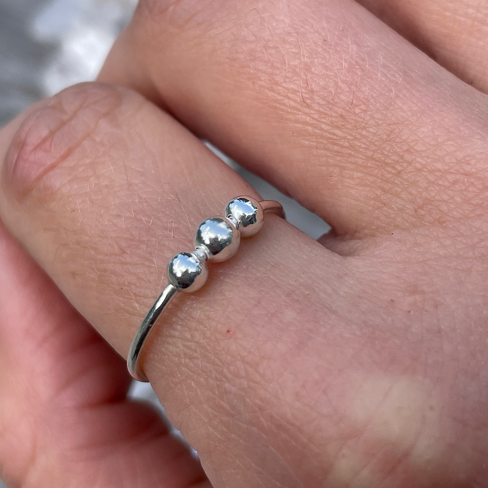Thumbnail: Three bead stacker ring size 8