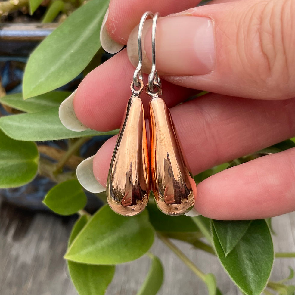 Thumbnail: Copper long teardrop earrings