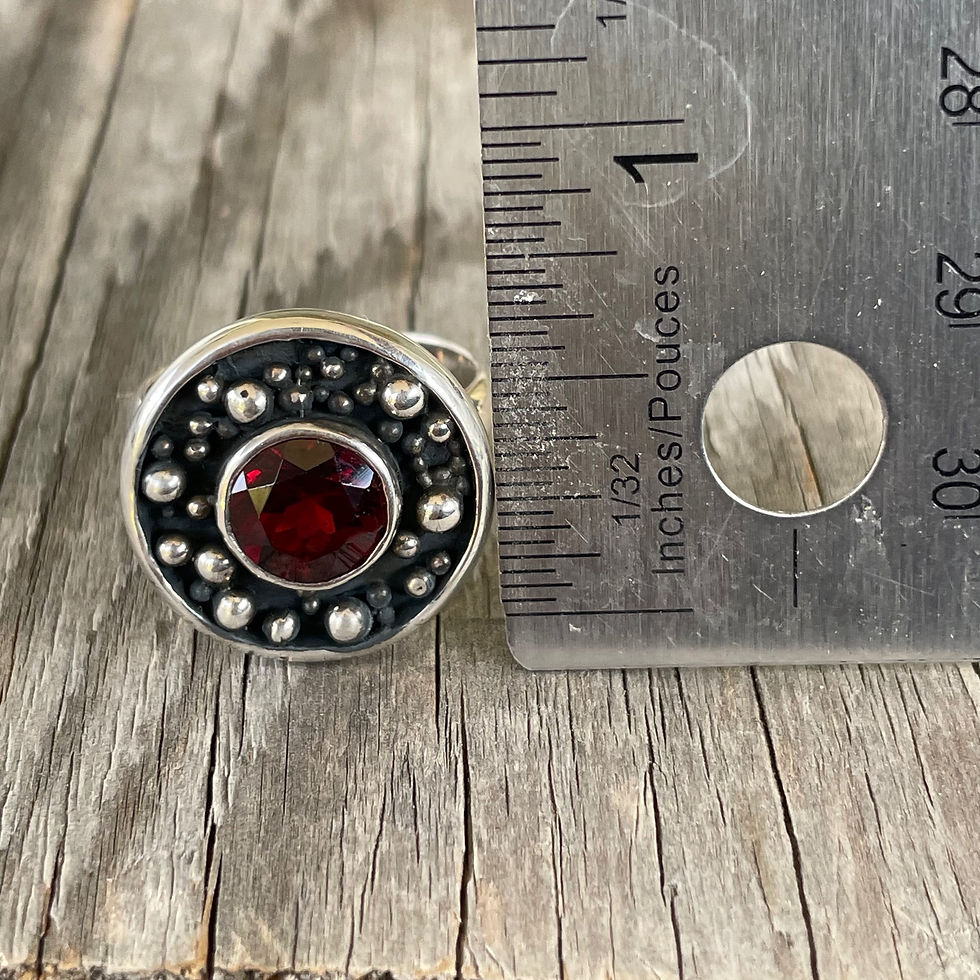 Thumbnail: Roulette 18 Garnet Granulated Ring 