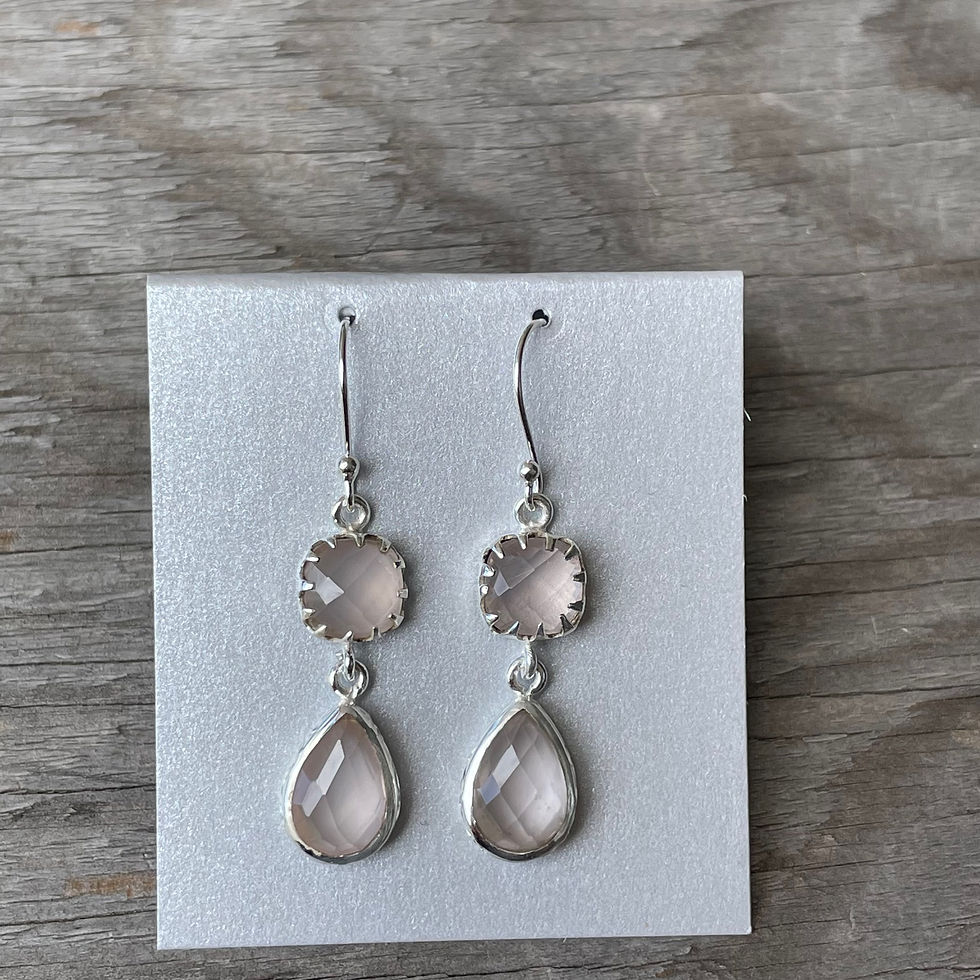 Thumbnail: Two stone faceted rose quartz earrings