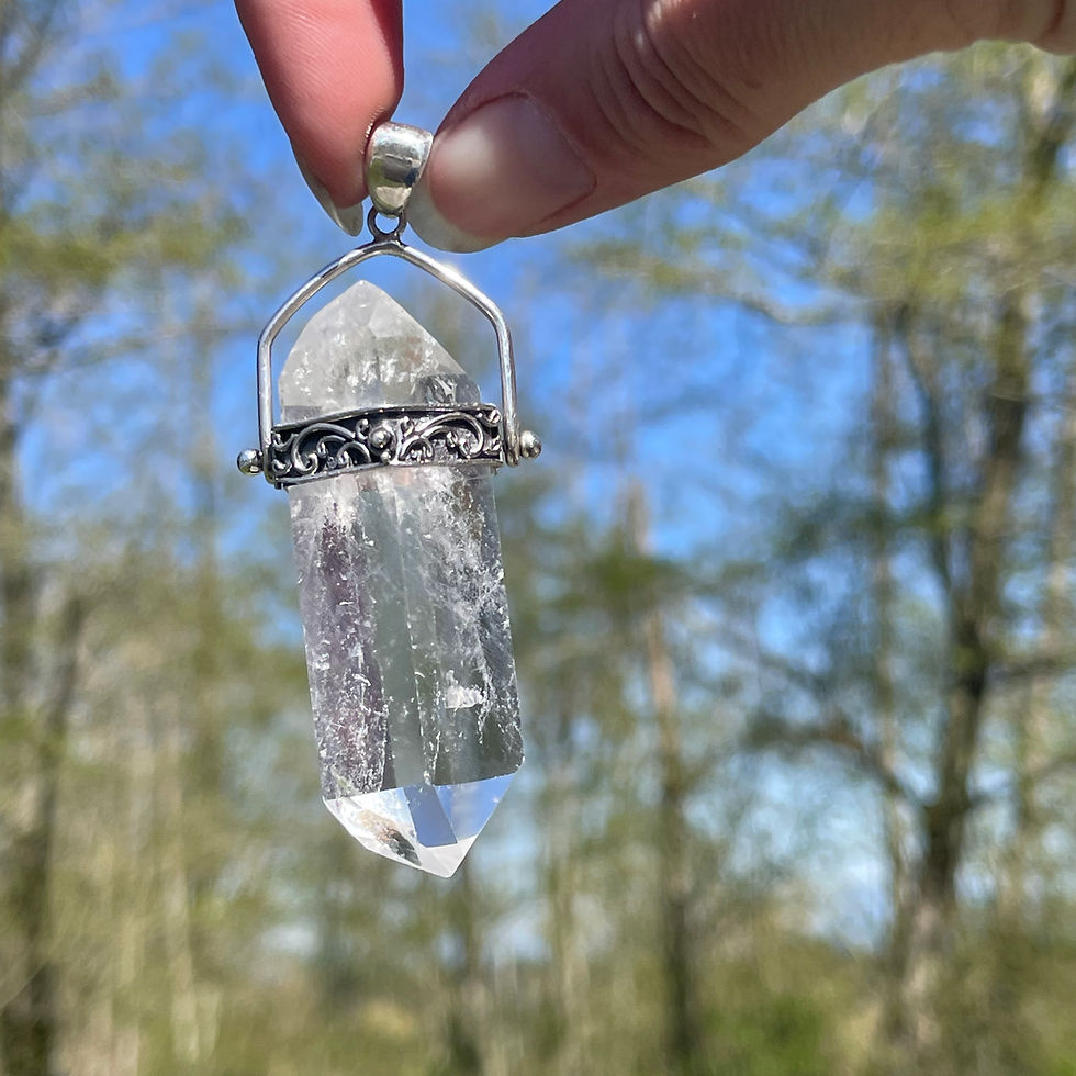 Thumbnail: Chunky quartz crystal point pendant