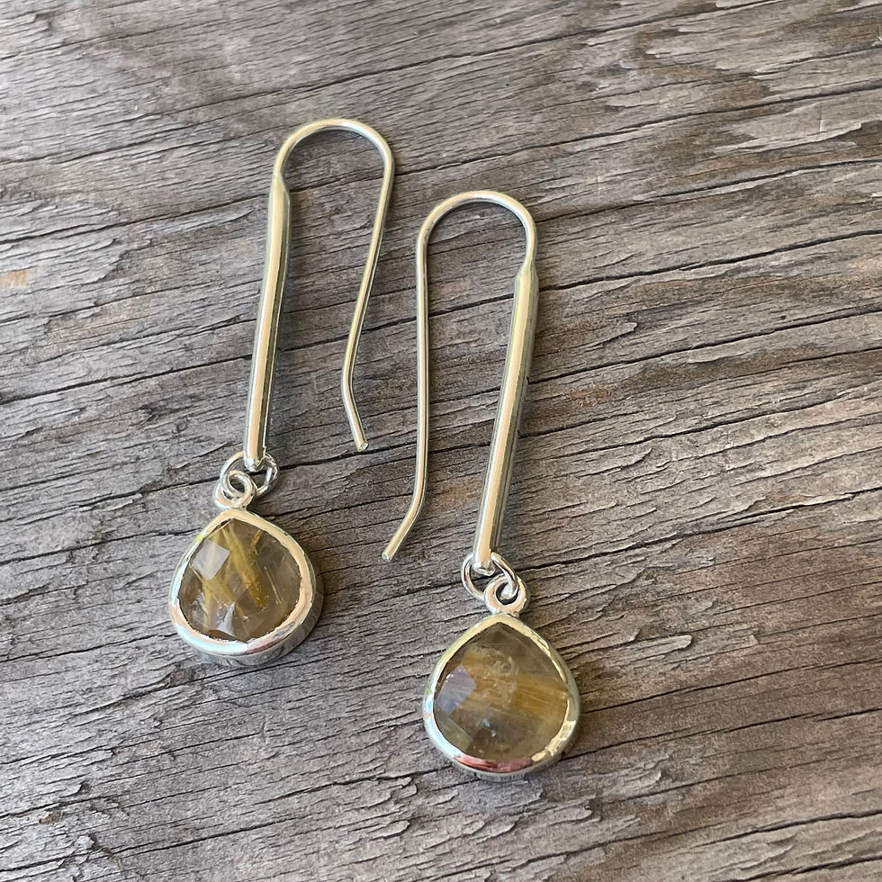 Thumbnail: Rutile quartz long drop earrings 
