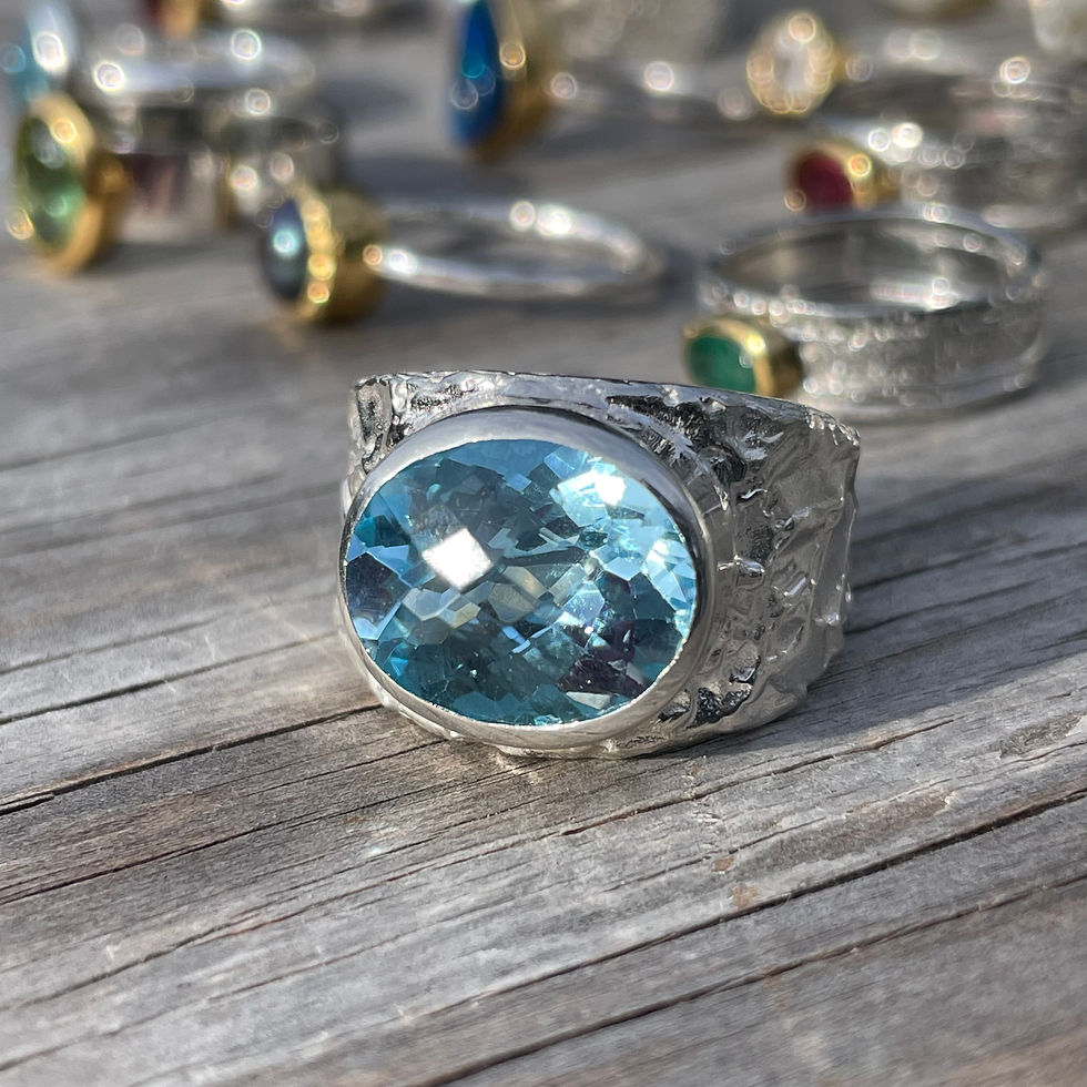 Thumbnail: Marija Designs Large Blue Topaz Ring