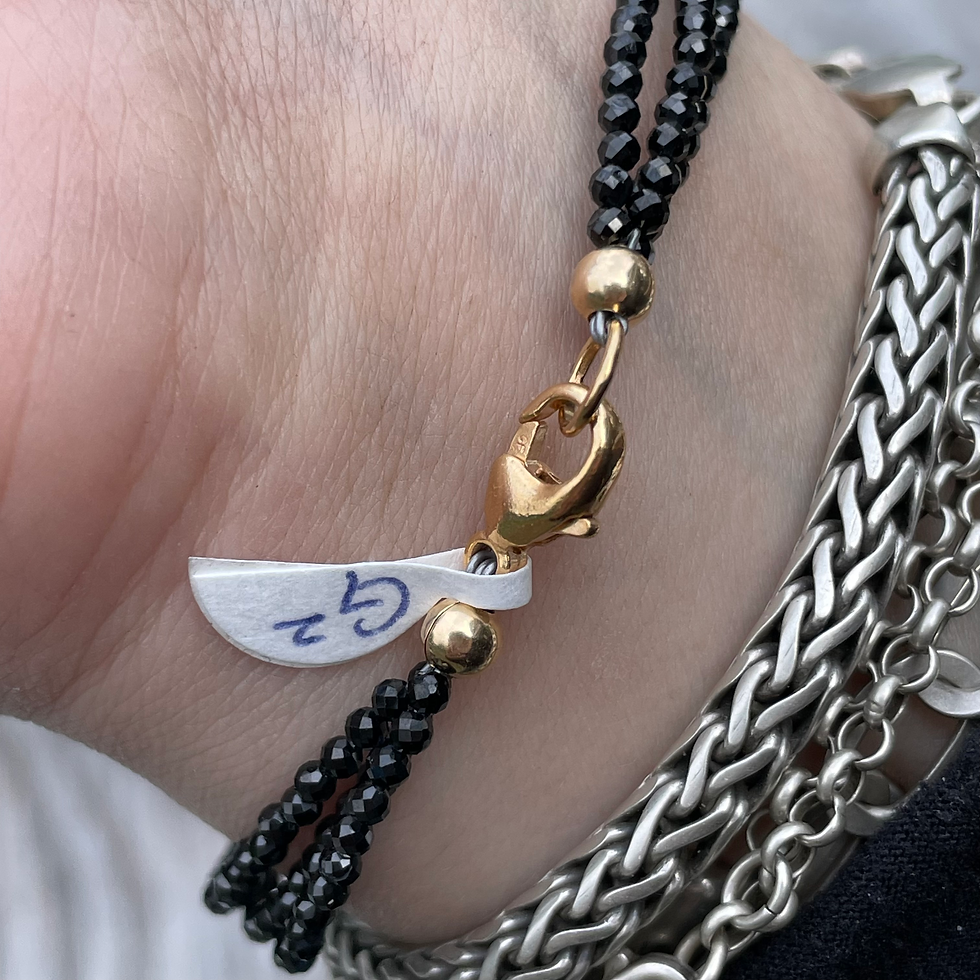 Thumbnail: GenVie Designs black spinel three strand bracelet