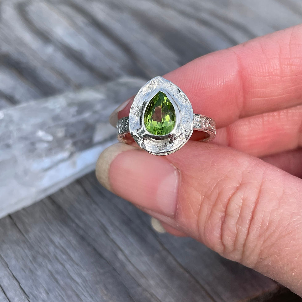 Thumbnail: Marija Designs Teardrop Peridot Signature Setting Ring