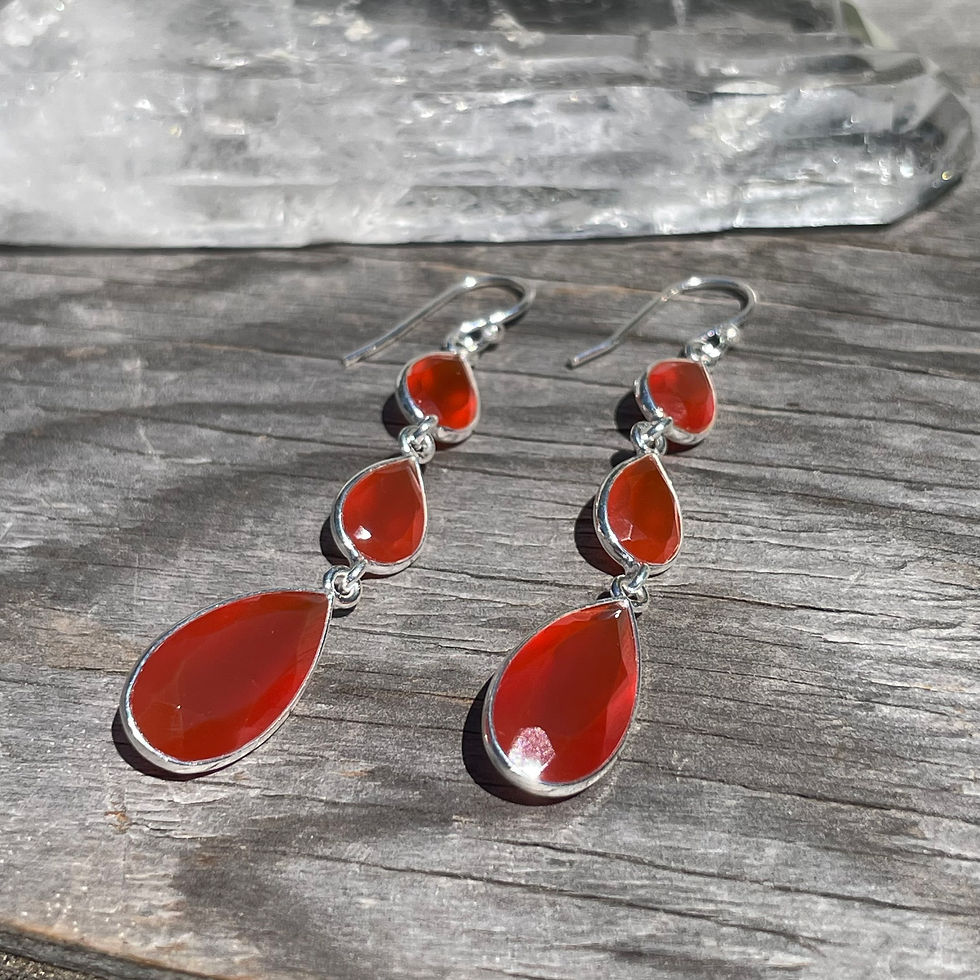 Thumbnail: Carnelian multi stone dangly earrings