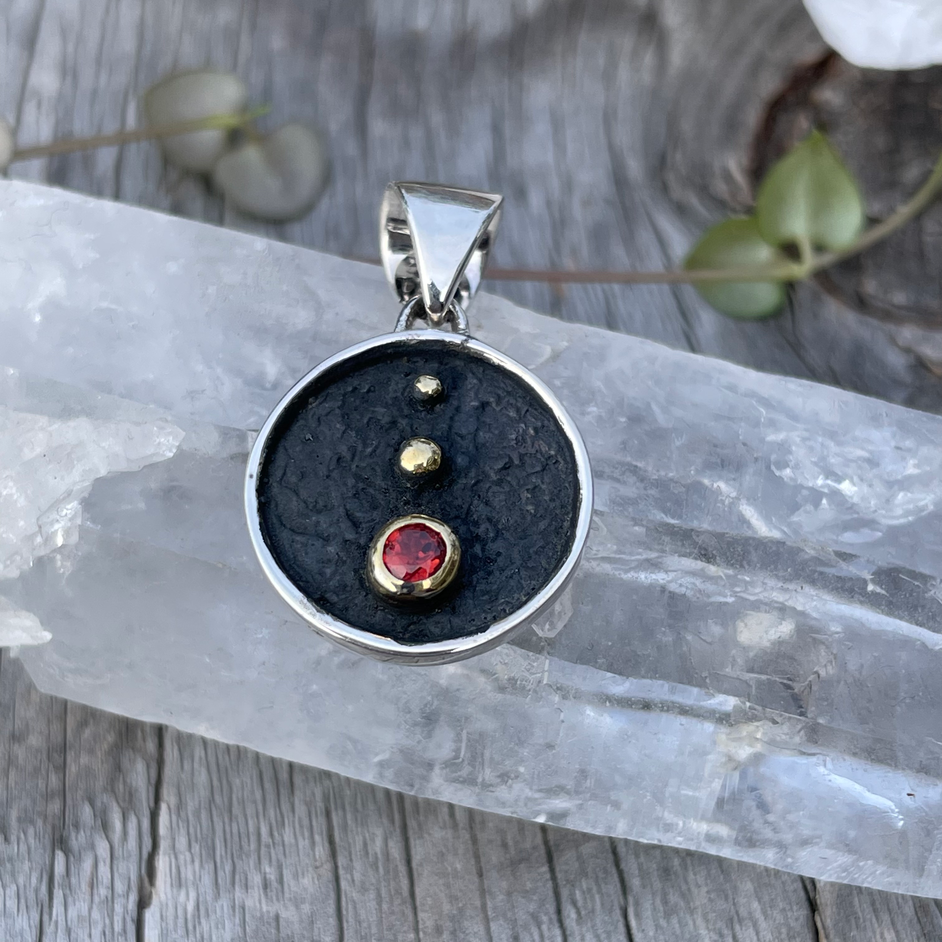 Roulette 18 Garnet Mindful Bindu Pendant
