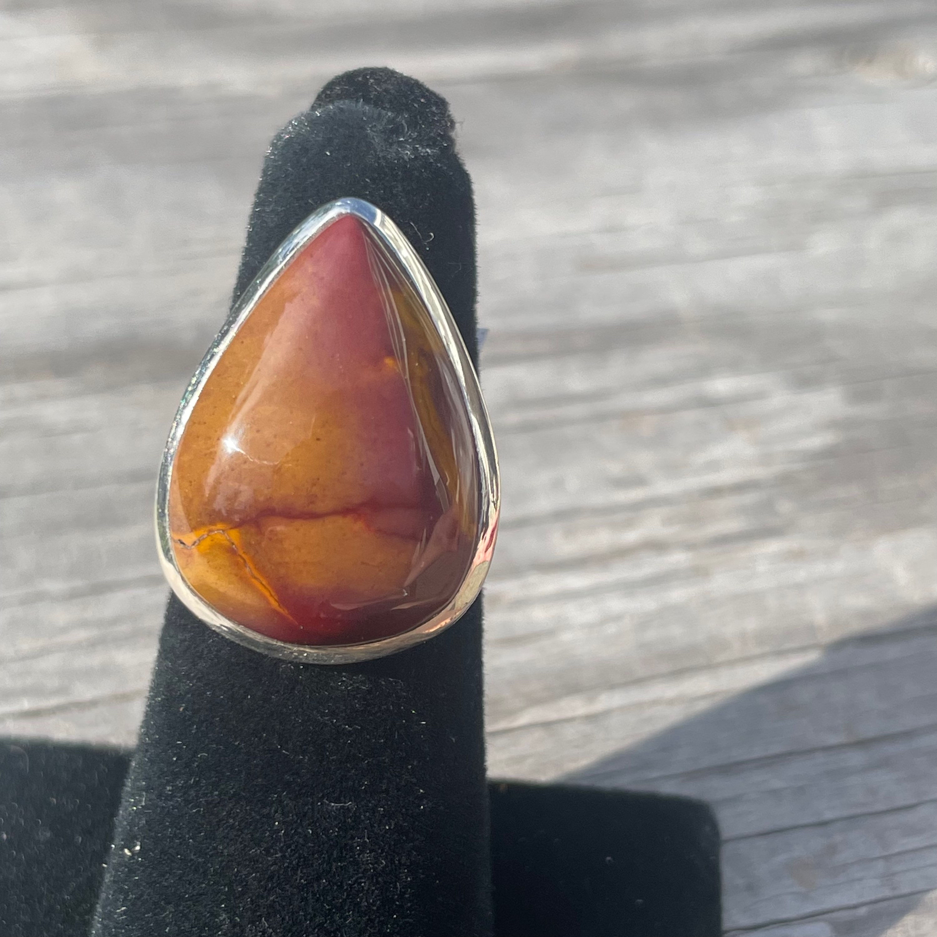 Teardrop mookaite jasper ring