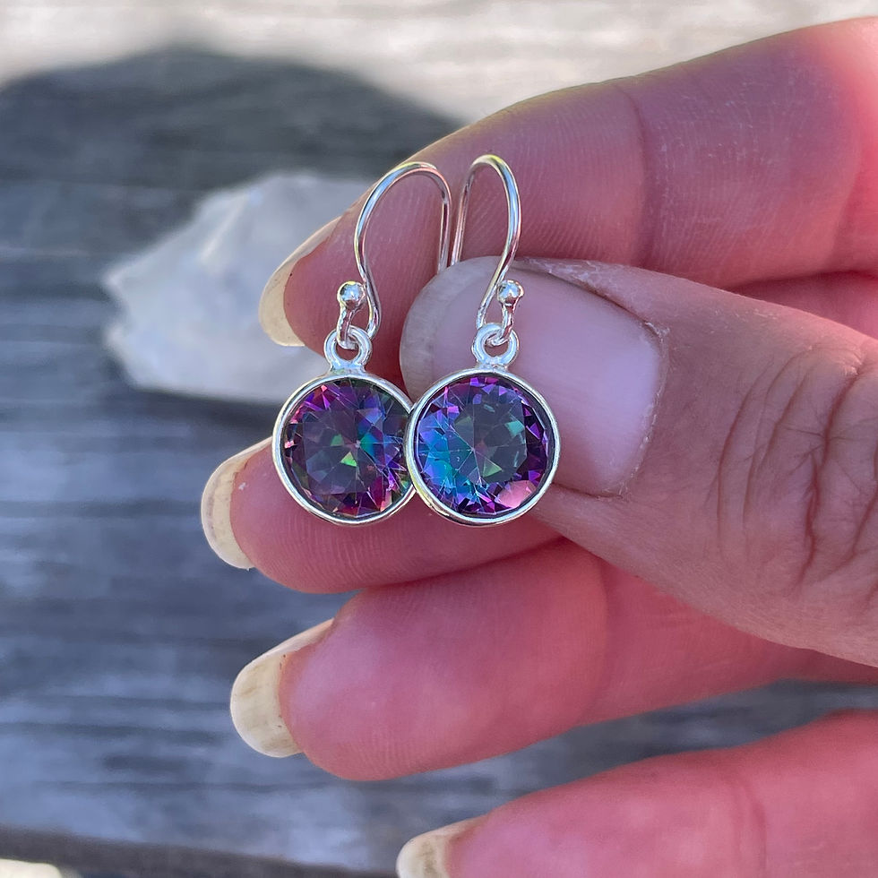 Thumbnail: Mystic quartz little round earrings