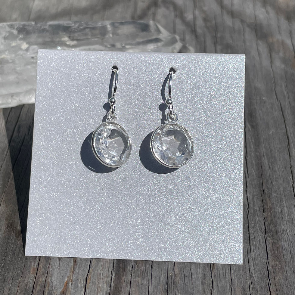 Thumbnail: Quartz crystal round faceted earrings