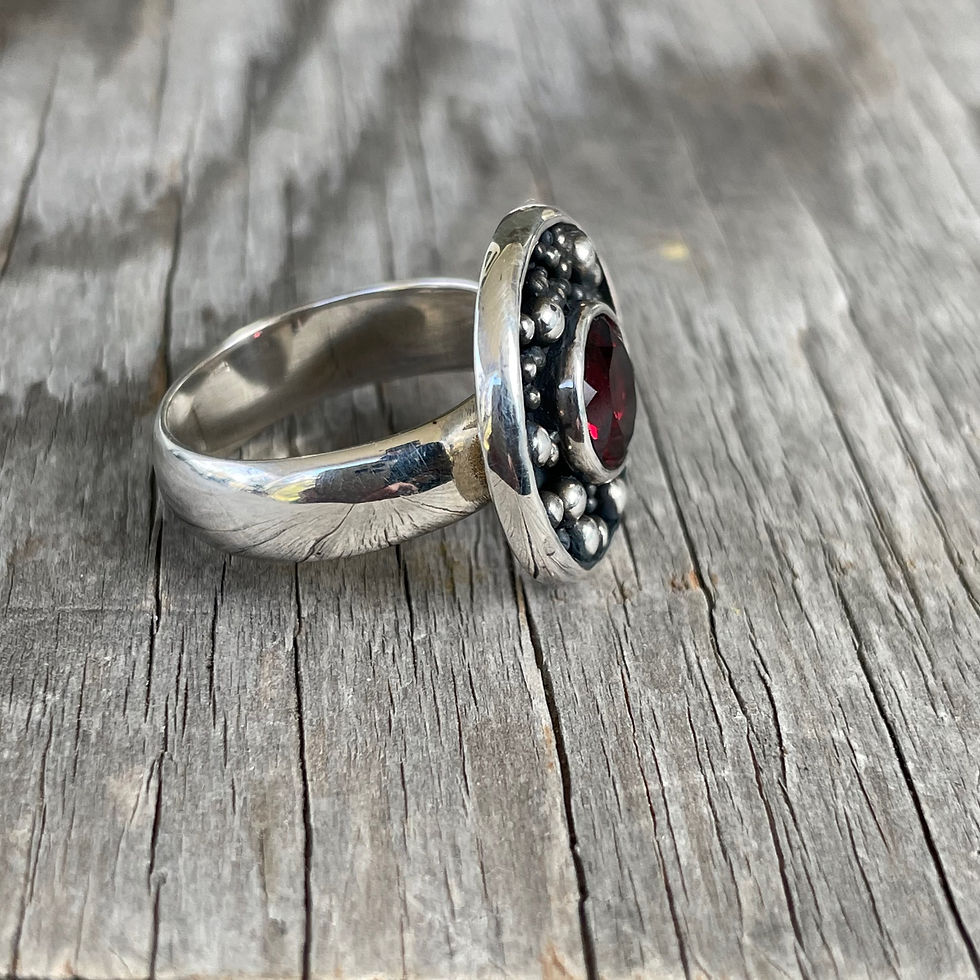 Thumbnail: Roulette 18 Garnet Granulated Ring 