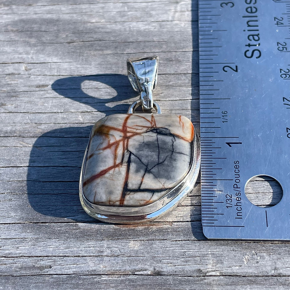 Thumbnail: Saville freeform spiderweb jasper pendant
