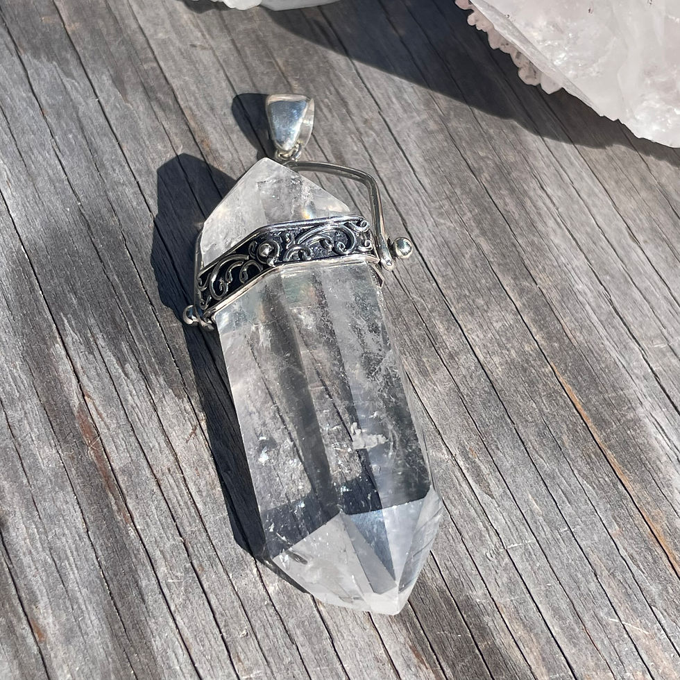 Thumbnail: Chunky quartz crystal point pendant